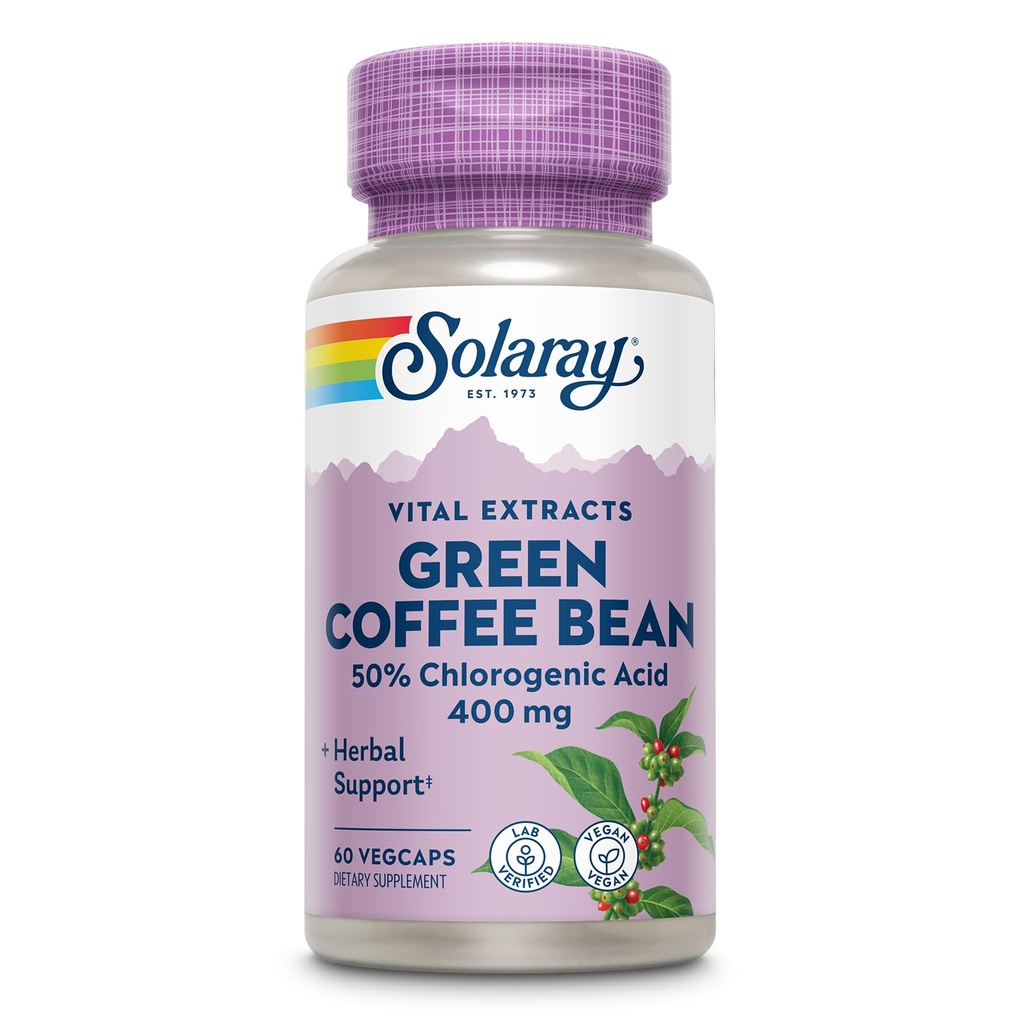 SOLARAY Guaranteed Potency Green Coffee Bean Extract, Veg Cap (Btl-Plastic) 400mg