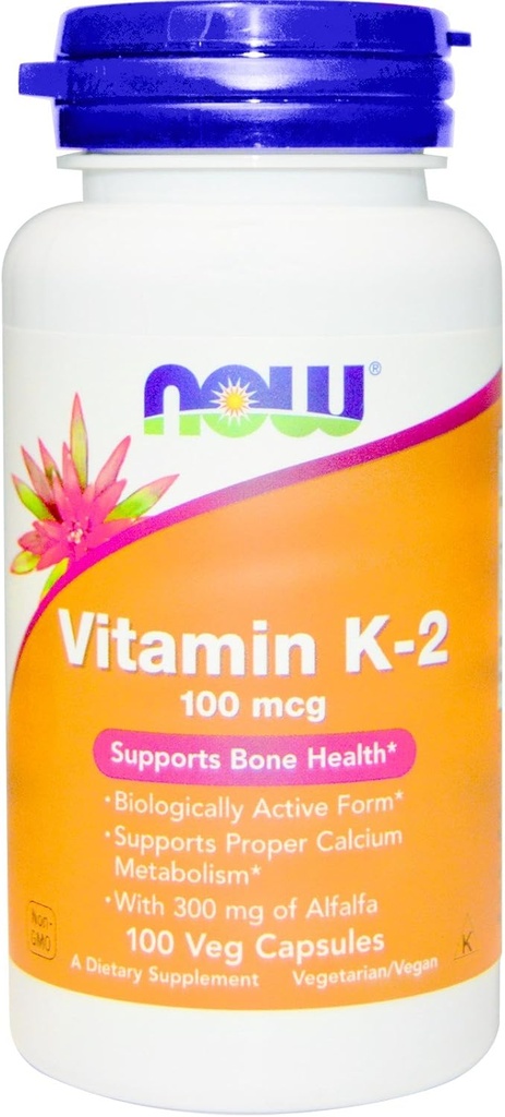 NOW Foods Vitamine K-2,100mcg, 100 caps (verpakking van 2)