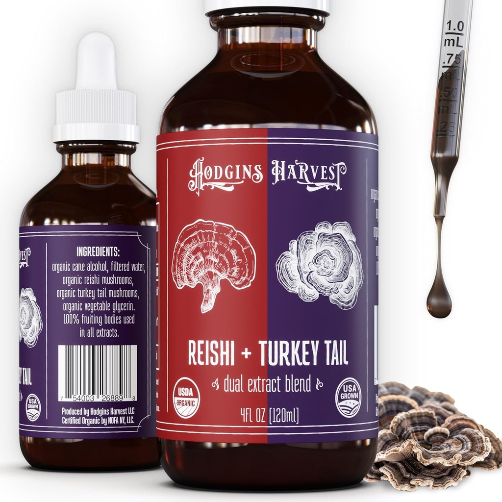 Hodgins Oogst Reishi + Turkije Tail Tinctuur 