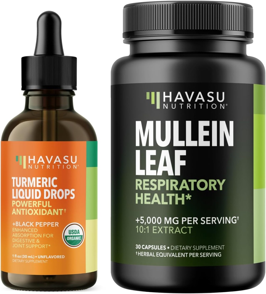 Biologische Kurkuma vloeibaar + Mullein bladcapsules bundel