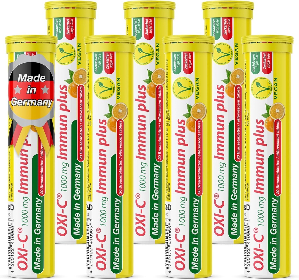 T&D Oxi C 1000 mg Vitamine C - 140 Vegan Drink Bruistabletten - Orange Flavor - Made in Germany