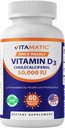 Vitamatic Vitamine D3 50.000 IE (als Cholecalciferol), Eenwekelijkse dosis, 1250 mcg, 60 Veggie Capsules 1 Jaar Aanvoer, Progressieve Formule Helpen Vitamine D Tekorten (60 Tellen (pakket 1))