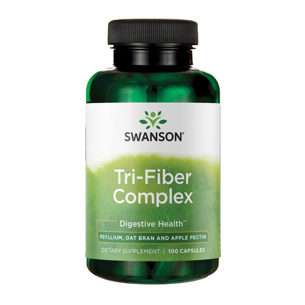 Swanson Tri-Fiber Complex - Digestief gezondheidssupplement gemaakt met psyllium, haverbran, & Apple pectine - (100 capsules)