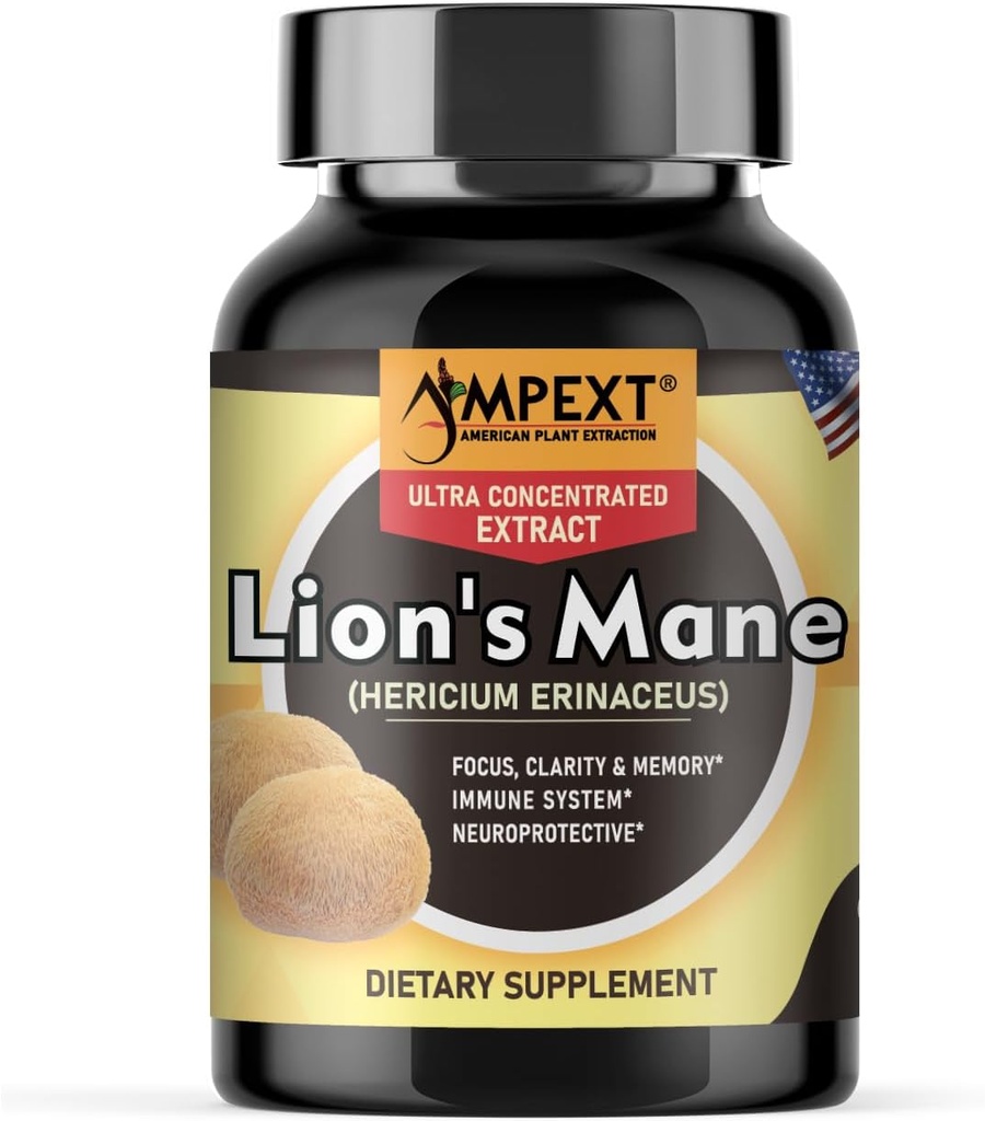Leeuwen Mane Mushroom Extract - Premium Quality, Only Fruiting Bodys, Cognitive Functions, Memory & Focus, Immunity Booster, 90 Veg Caps.