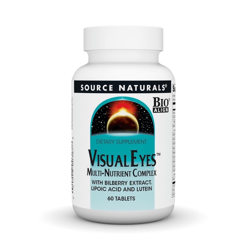 Bron Naturals Visual Eyes Dieetsupplement - Multi-Nutrient Complex met bosbessenextract, lipozuur en luteïne - 60 tabletten