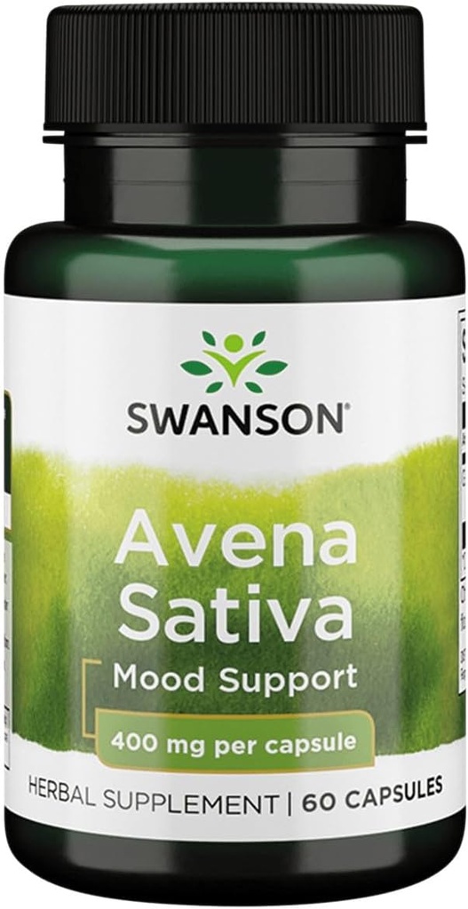 Swanson Full Spectrum Avena Sativa (Green Haver Grass) - Kruidensupplement ter bevordering van de gezondheid van het zenuwstelsel - natuurlijke formule ter ondersteuning van de algehele wellness - (60 capsules, 400 mg elk)