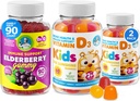 Vitamine D Gummies en vlierbessen Gummies - Immuniteit Mega Boost voor kinderen en volwassenen - Vegetarische Gelatine-vrije Immune Ondersteuning Vitaminen voor kinderen