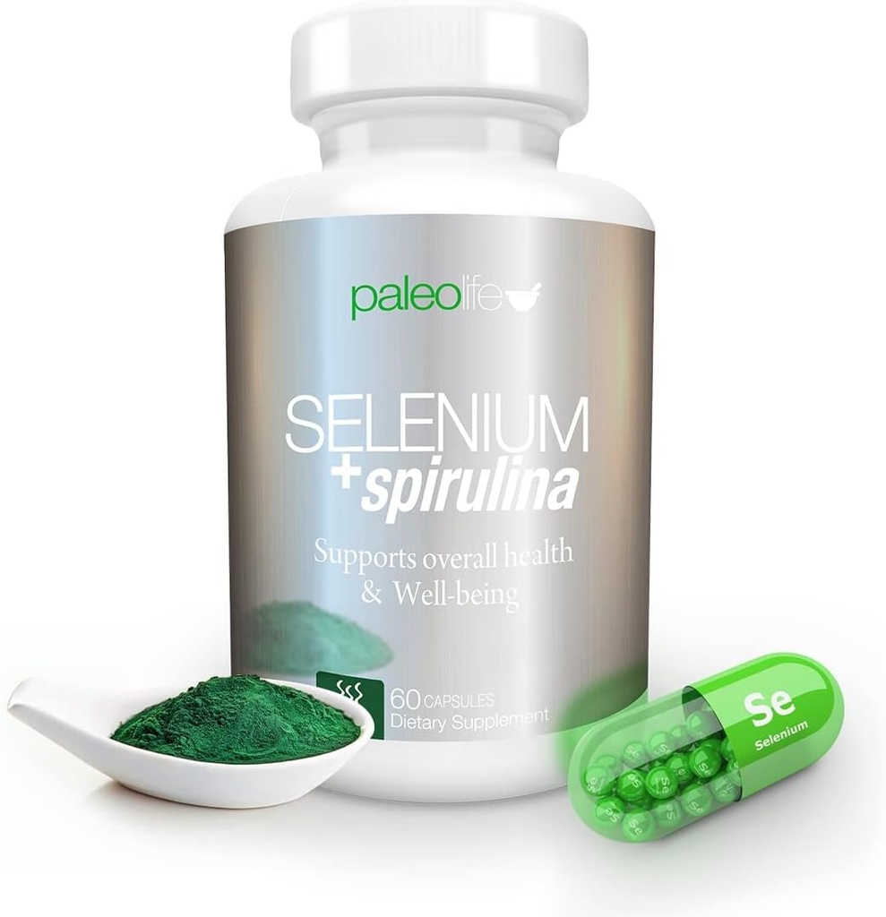 Boost Concentratie, Geheugen en Energie met Premium Selenium + Spirulina - Premium Antioxidant Supplement voor Hersenfunctie - 60 dagen Levering (60 capsules) - (1-pack)