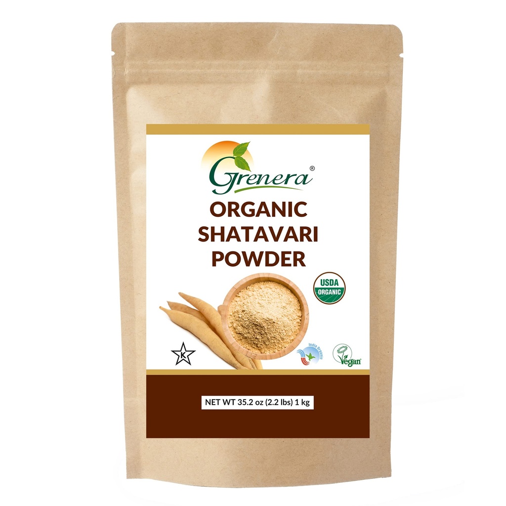 Grenera Biologische Shatavari Poeder 2,2 lbs (1 kg), Gemaakt met USDA Certified Shatavari Root, Rejuvenate Herb, Asperges racemosus