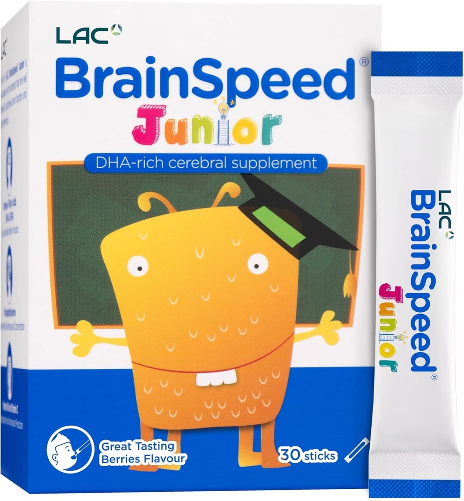 LAC Junior BrainSpeed Verbeteren Hersenvoeding voor Hersenontwikkeling, Verbeterde Focus & Learning (1g x 30sticks)