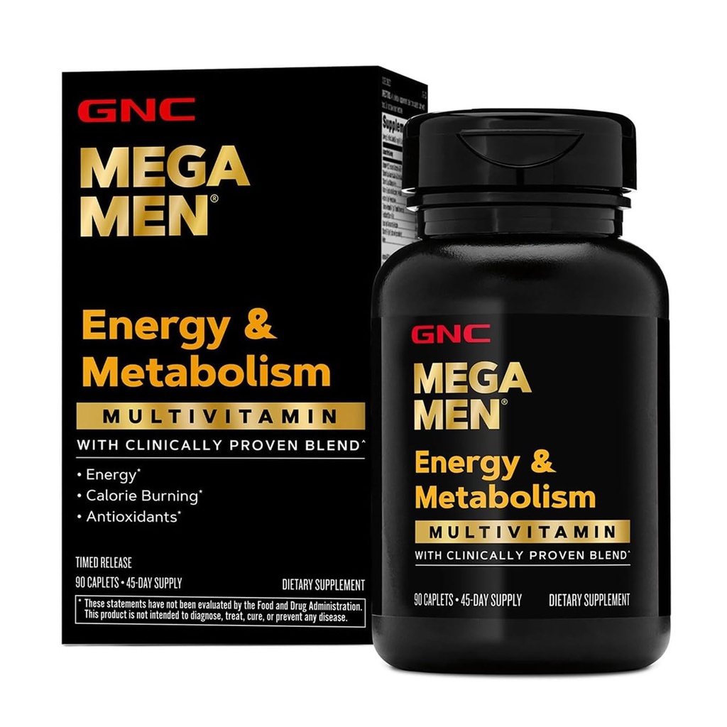 GNC Mega Men Multivitamine Caplets, klinisch bewezen beter te voelen, Immuun Ondersteuning, Energie Ondersteuning, Antioxidanten, B Vitaminen, Vitamine D-3, Getimed Release, 90 telling, 45 dagen levering