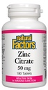 Natuurlijke factoren - Zink citraat 50mg, Ondersteuning voor gezonde huid en immuunfunctie, 180 tabletten