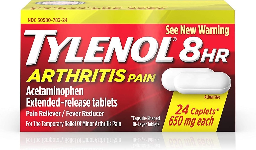 Tylenol 8 uur Artritis Pijnverlichting - Acetominofen Extended-Release Tablets, Pain Reliever / Koorts Reducer, 24 Caplets, 650 milligram elk (2-pack)