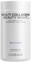 Codeage Multi Collageen Protein Beauty Night - Melatonine, Magnesium Bisglycinate, 5-HTP, L-Theanine, Engels Lavendel Bloem, Bone Broth - Vitaminen - Supplement - Slaappillen - Non-GMO - 150 Capsules