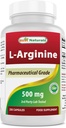 Best Naturals L-Arginine 500mg 250 Capsules - Pharmaceutical Grade L Arginine supplement bevordert stikstofmonoxide synthese