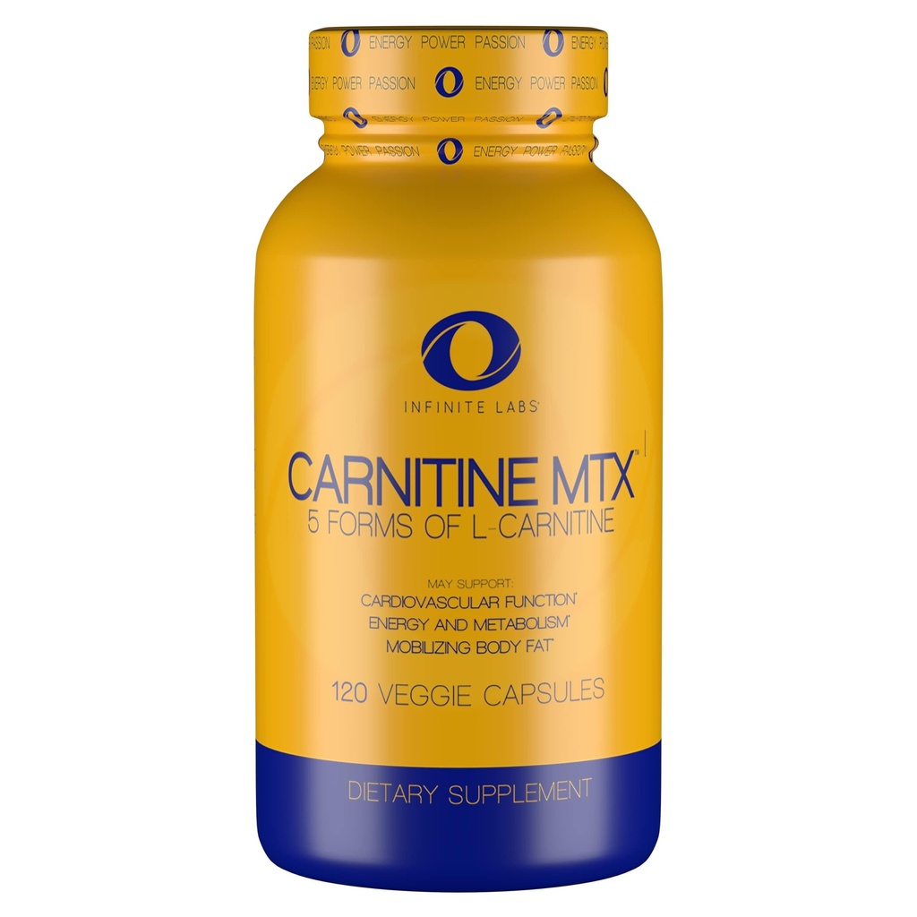 Infinite Labs L Carnitine 1000mg MTX - Aminozuur Blend van Carnitine Fumaraat, L-Carnitine L-Tartrate, Acetyl L-Carnitine, L-Carnitine HCL, L-Carnitine Base 120 Veggie Capsules.