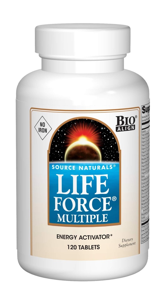 Bron Naturals Life Force Multiple Iron Free Daily Multivitamine High Potency Essential Vitamines, Mineralen, Antioxidanten & Nutriënten - Energie & Immune Boost - 120 Tablets