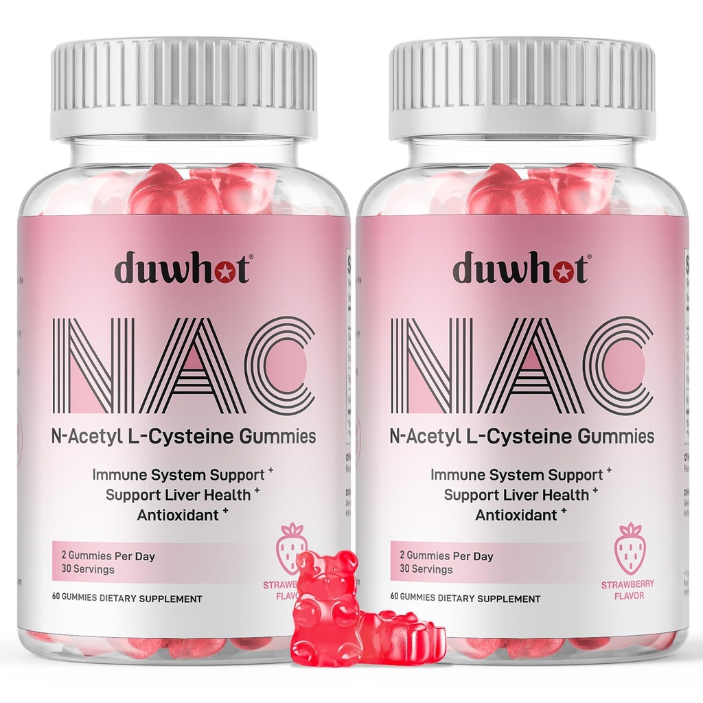 NAC Gummies 600mg, N Acetyl Cysteine Supplement NAC Kauwbaar voor antioxidanten & Immuun Support, Lung & Lever Gezondheid, natuurlijke aardbeien smaak, 120ct