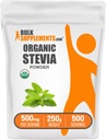 BulkSupplements.com Biologische Steviapoeder - Pure Zoetstof, afkomstig van Stevia bladeren, kruidensupplement - Vegan & Glutenvrij, 500mg per portie, 250g (8.8 oz) (pakket van 1)