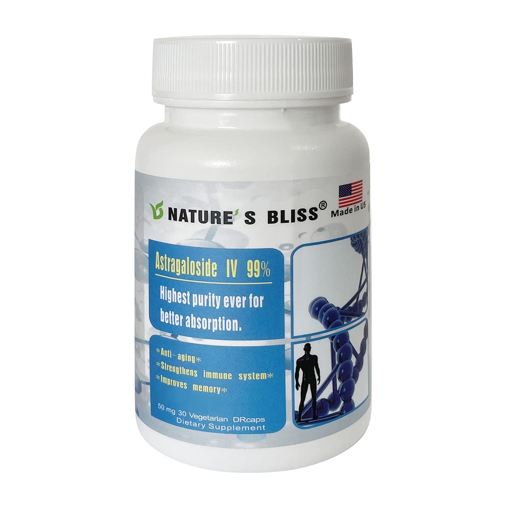 Nature'sbliss Maagzuur Protected & Super-Absorptie Astragalus Root Extract Astragaloside IV 99%, Made in USA, 50mg, 30caps (50mg x 30caps)