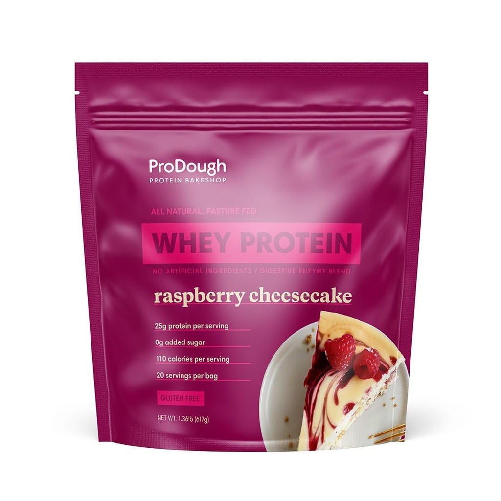ProDough Gourmet Whey Isolaat Gehydroliseerd Proteïnepoeder voor Shake Mix- Eenvoudig Digest Enzyme Blend, 25g Proteïne per Serving, Natuurlijke Ingrediënten, Glutenvrij, Keto Vriendelijk (Rasberry Cheesecake)