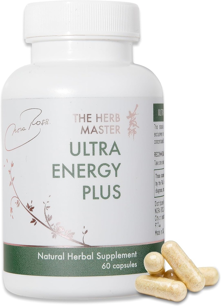 Nora Ross Ultra Energy Supplement, rijk aan voedingsstoffen en vitamines, Immune Booster voor mannen en vrouwen, ondersteunt en onderhoudt gezonde energie en uithoudingsvermogen, niet-GMO 60 capsules