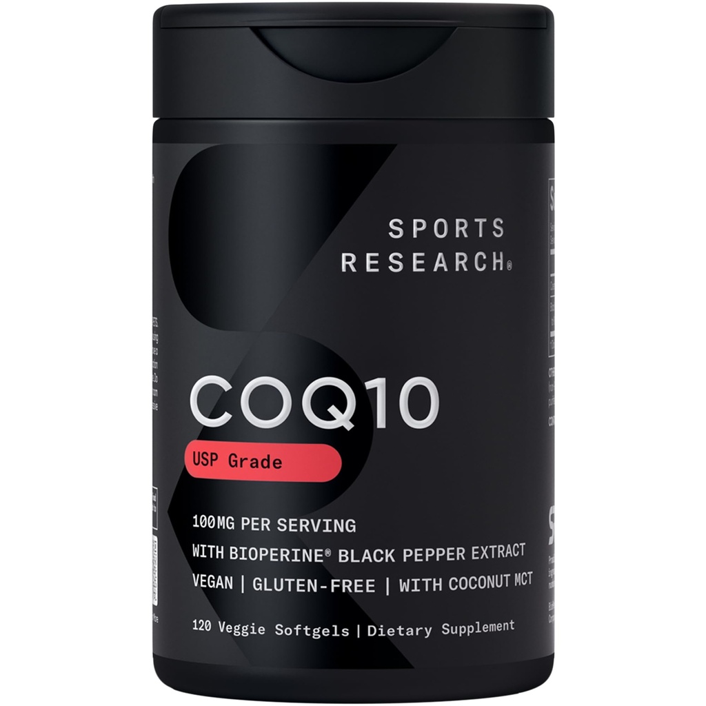 Sports Research® CoQ10 w/Bioperine®, 120 Count Plantgels™