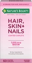 Nature's Bounty Optimale oplossingen Haar, Huid & Nagels Formule, met 3.000 mcg Biotine, 60 gecoate caplets, 20 Total Servings