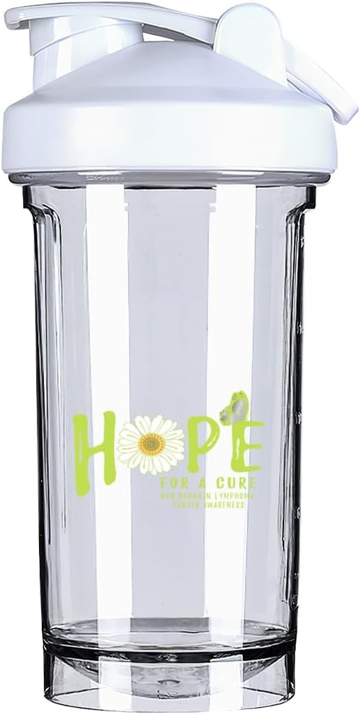 Hope for A Cure Non Hodgkin lymfoom Cancer Awareness Flower 18 Ounce Shaker Bottle Drink Mixer Leak-proof Pre Workout Proteïne Shakes Maaltijd vervangende Shakes Flessen 500ML/18 Oz Wit