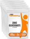 BulkSupplements.com Zink Gluconaatpoeder - Zink 40mg, Zinkpoeder - Zinksupplement voor Immune Ondersteuning - Glutenvrij, 285mg per portie, 5kg (11 lbs) (verpakking van 5)