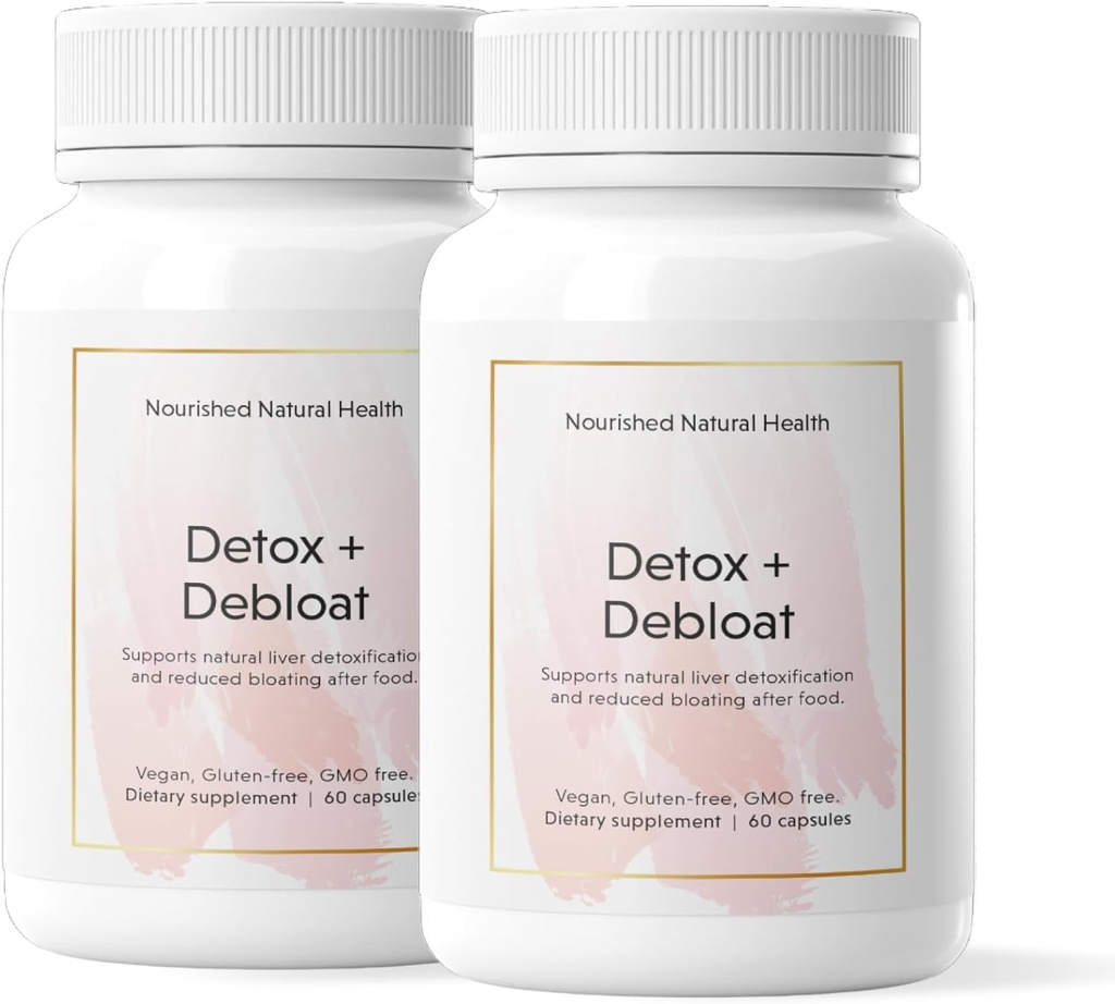 Nourished Natural Health Detox + Debloat - Milk Thistle & Dandelion Root Vegan Supplement for Women - Bloating Relief & Digestion Support - 120 Capsules