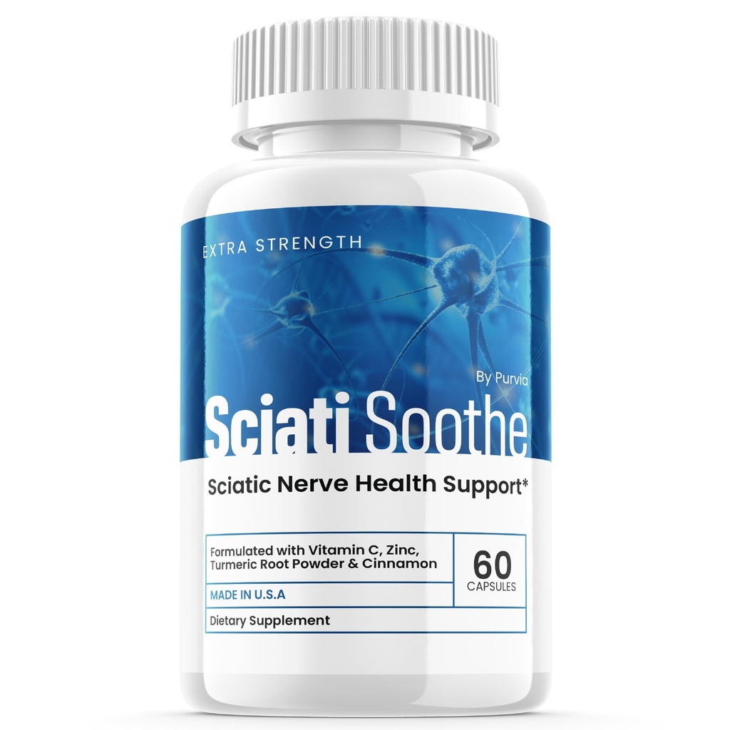 Sciatisoothe Supplement voor Sciatica, Sciati Soothe Zenuwgezondheid, Sciatisoothe Capsules Vitaminen, Sciatisoothe Geavanceerde Totale Wellness Ondersteuning Maximale sterkte Formule Made in USA (60 Capsules)