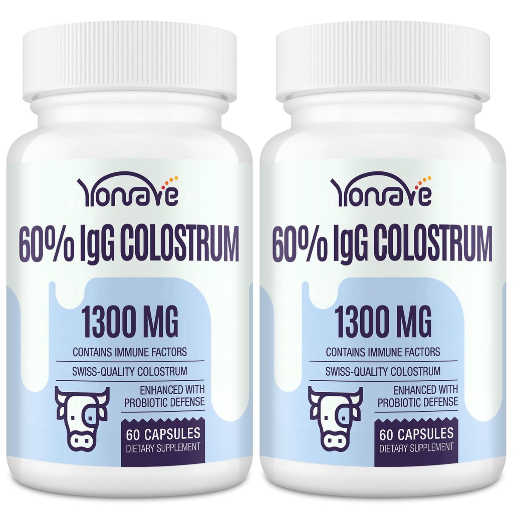 Bovine Colostrum Capsules Supplement 1300mg - Extra hoog 60% IgG Bovine Colostrum - Gut, Bone, Oefening, Immune - 120 Capsules