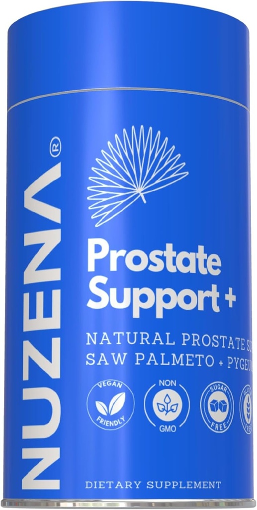 Nuzena Prostate Support +, Advanced Formula with Saw Palmetto, Juniper Berries and Quercetin Extracts to Help Men Support an Enlarged Prostate, Made in USA (60 Capsules)