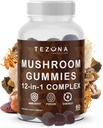 Paddestoel Gummies 2 Pack, 12-in-1 Complex Supplement 3000mg - Lions Mane, Turkije Tail, Reishi, Cordyceps, Paddenstoelen Extract - Nootrope hersenen Supplement voor geheugen en focus, Boost Immuniteit en Energie