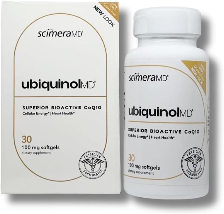 ScimeraMD® Ubiquinol Coenzyme Q10 Kaneka QH Antioxidant Supplement for Heart Health and Cellular Energy Production, 30 CT
