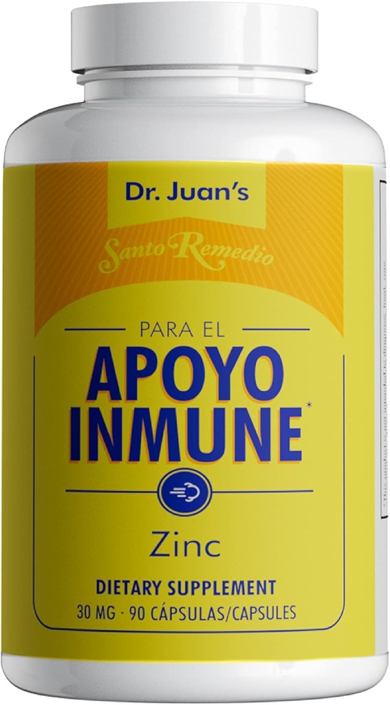 Santo Remedio Zink, uit Zink Picolinaat en Gluconaat Dihydraat, Dieetsupplement, Essentiële Mineralen voor algemene ondersteuning, 30 mg, 90 Capsules per fles Equivalent aan 90 doses