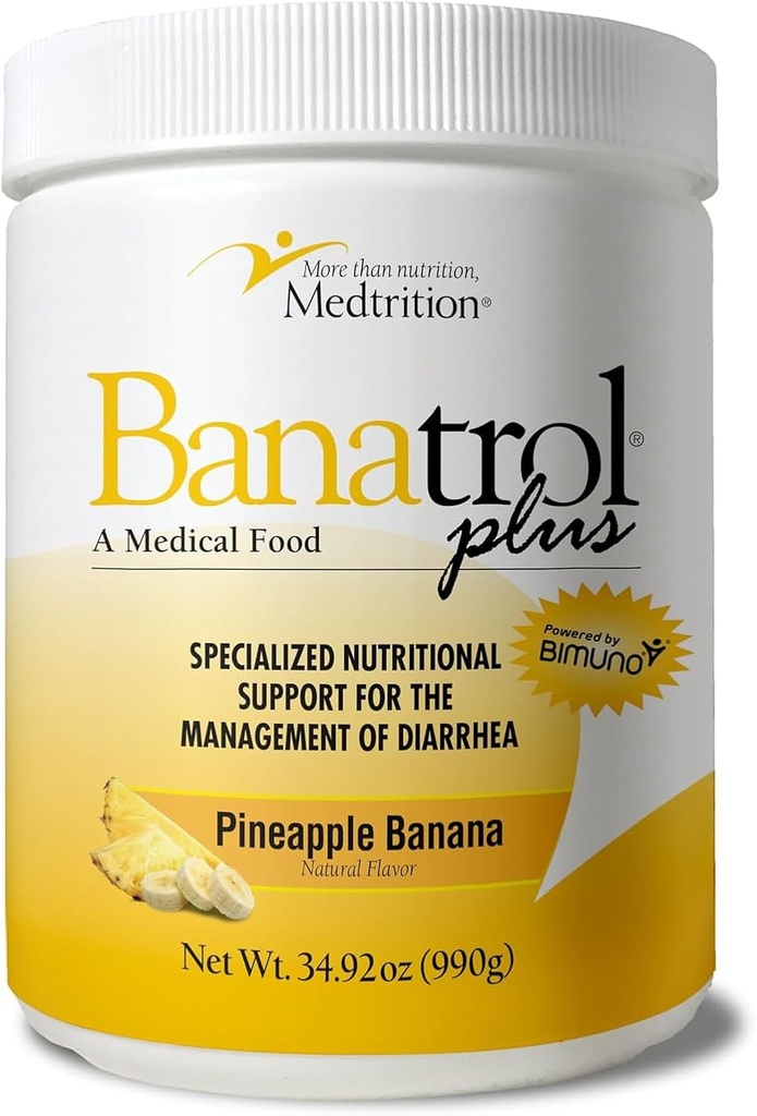 Medtrition Banatrol® Natural Anti-Diarree met Prebiotica, Verlichting van chronische diarree, IBS, terugkerende diarree, klinisch ondersteund Medisch voedsel, niet-constipatie 90 porties (pijnappel)