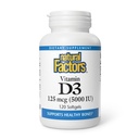 Natuurlijke factoren - Vitamine D3 5000 IE, Ondersteunt gezonde botten, 120 zachte gel
