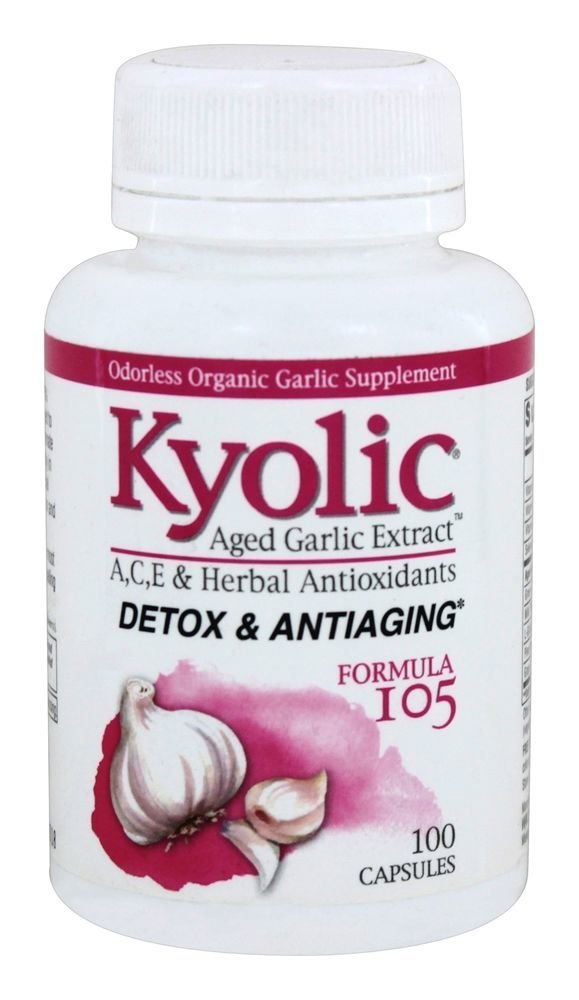 Kyolic Aged Knoflook Extract Formule 105, Detox en Anti-Aging, 100 Capsules (Verpakking mei Vary)