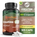 EarthNutri Creatine Monohydraat Capsules - Gemicroniseerd voor betere absorptie - Ondersteunt spierkracht, sterkte en herstel - 105 capsules (5000 mg per portie, 7 capsules)