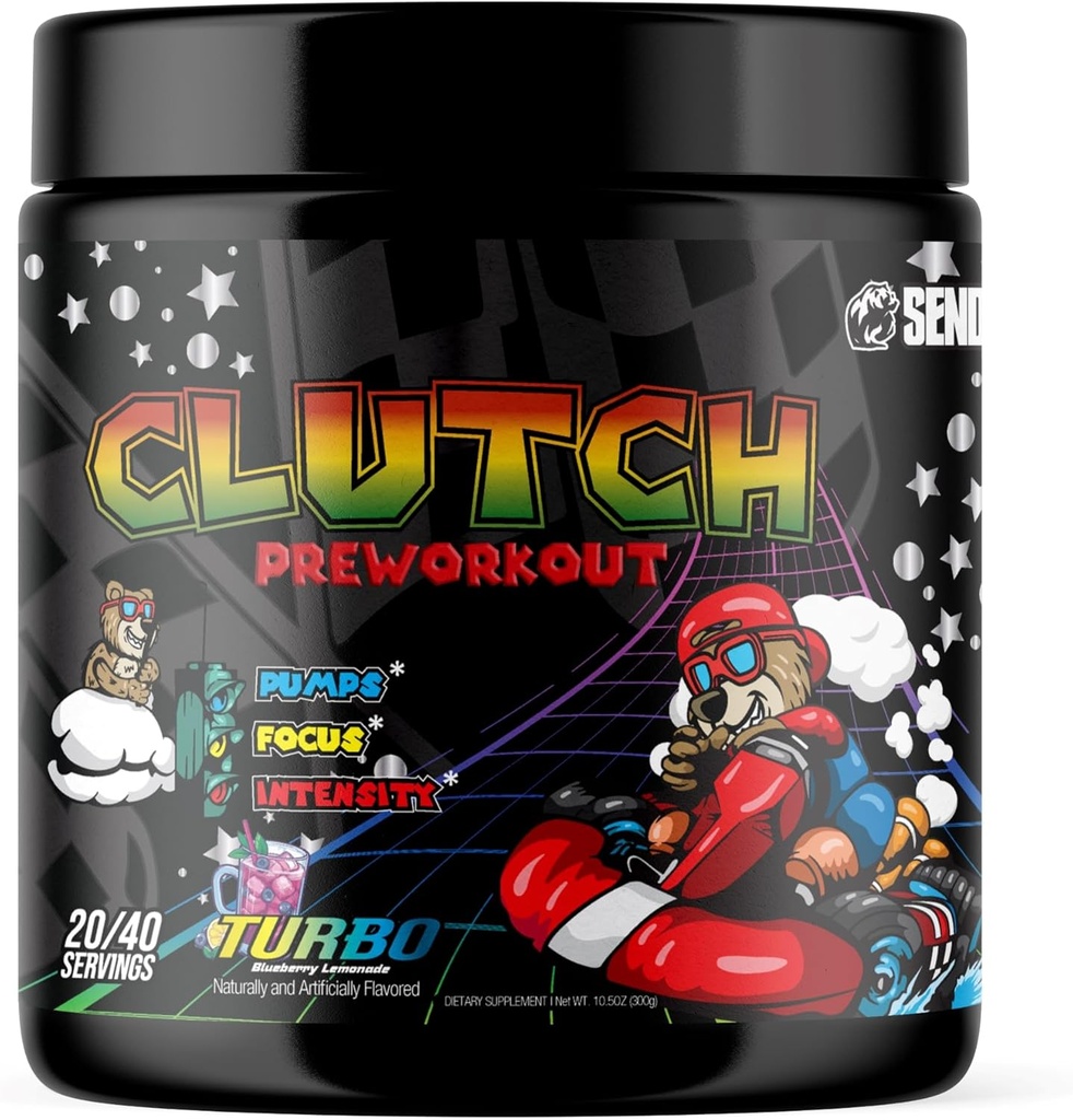 Sender Brand Clutch Turbo - High-Stim Pre-Workout Powerhouse with Beta Alanine, Taurine, Nitrosigine, Tyrosine, Caffeine, Bitter Orange, and Alpha Yohimbine for Intense Workouts