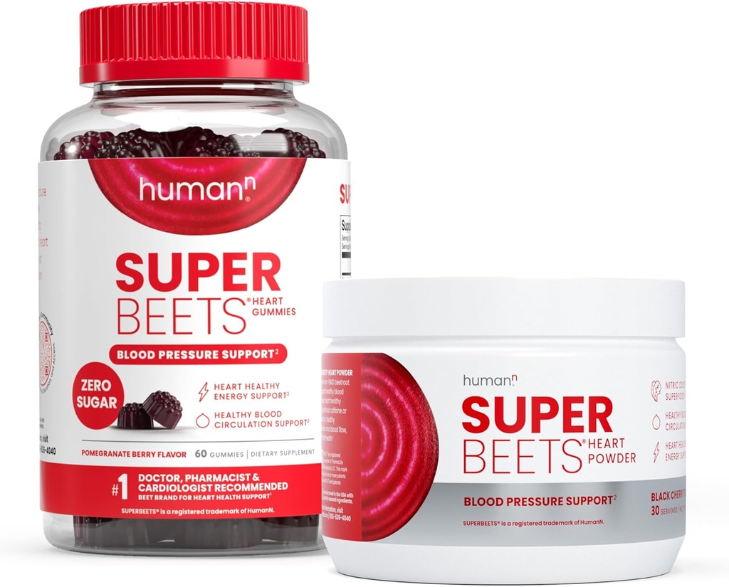 Humanen SuperBeets Heart Gummies Zero Sugar & Black Cherry Powder