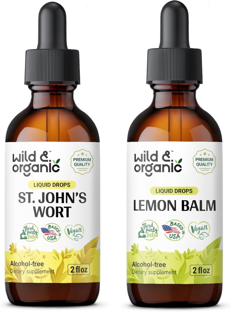 Wild & Organic St John's Wort Tinctuur 2 fl oz & Lemon Balm Tinctuur 2 fl oz