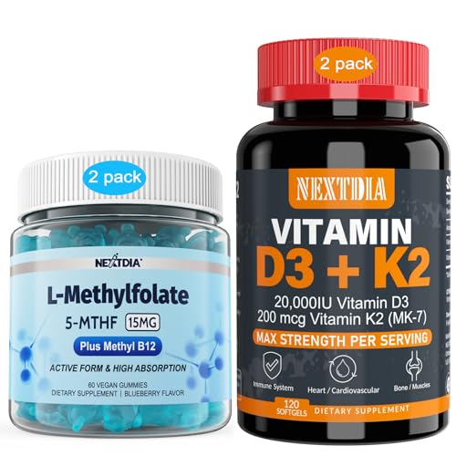 Vitamine D3 20.000 IE + K2(MK7) 200 mcg, L-methylfolaat 15mg & Methyl B12 Gummies