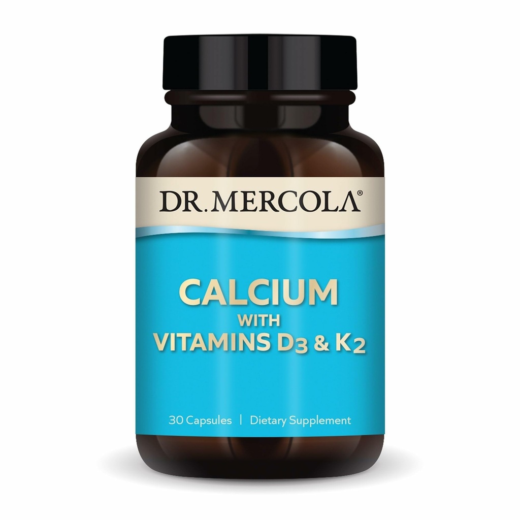 Dr. Mercola Calcium met vitamine D3 & K2 - Ondersteunt Bone & Heart Health* - Calcium met vitamine D3 & K2 - Eggshell-Derived - Non-GMO, Gluten-Free & Soy Free - 30 capsules (30 porties)
