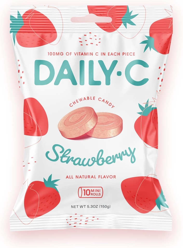 Dagelijks-C Kauwbare vitamine C Aardbei Kauwbare snoep 