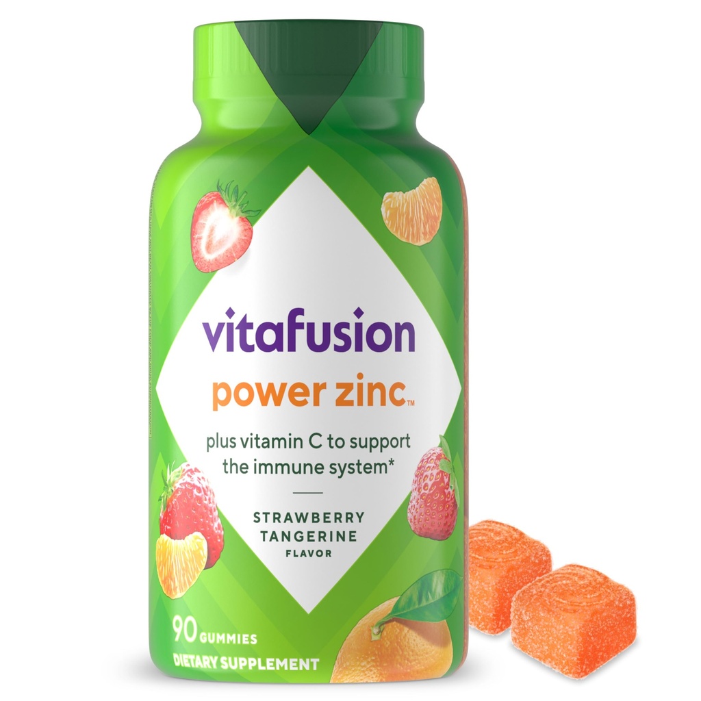 Vitafusion Power Zinc Gummy Vitamins, Strawberry Tangerine Flavored Immune Support (1), 90 Count