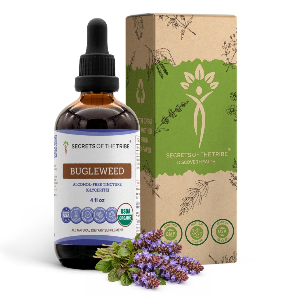 Geheimen van de stam Bugleweed Tinctuur Alcoholvrije Liquid Extract, USDA Biologische Bugleweed (Lycopus Virginicus) Gedroogde Kruiden (4 FL OZ)