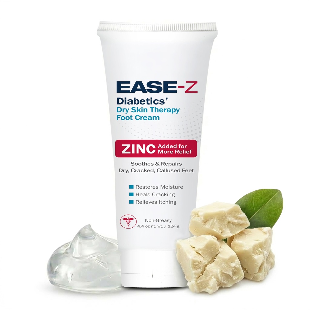 Diabetische voetcrème. Klinisch bewezen Ingrediënten en ZInc Relieve Dry, Cracked, Callud Feet and Hands. Verzacht pijn en brand. Shea Butter hydrateert. Fast-Acting, Long-Lasting. 4.4 oz.